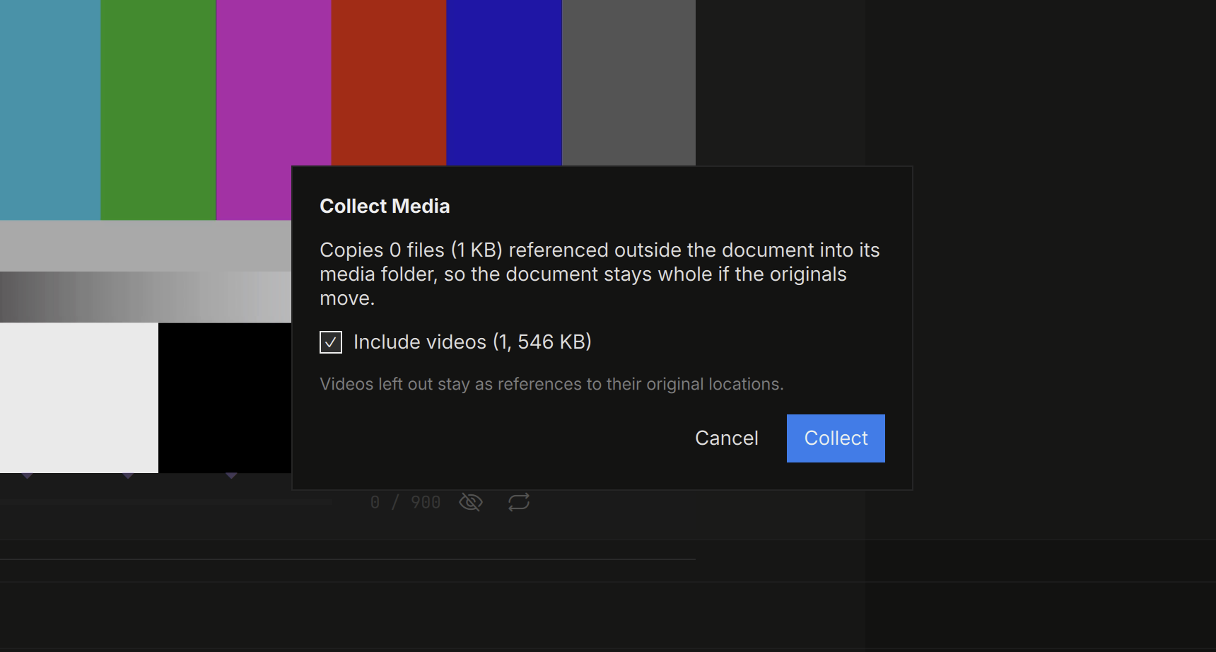 The Collect Media dialog