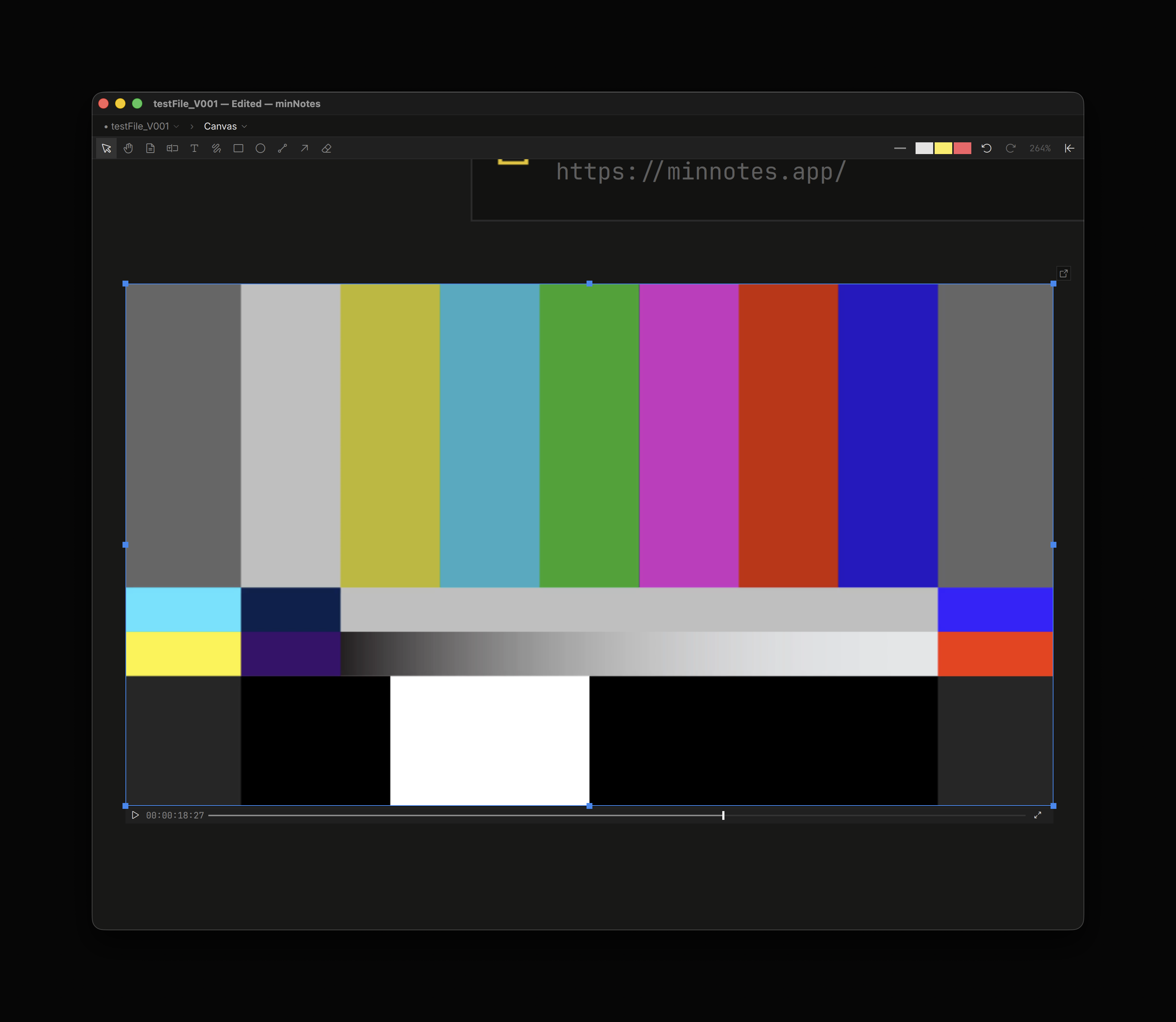 A selected video with its transport