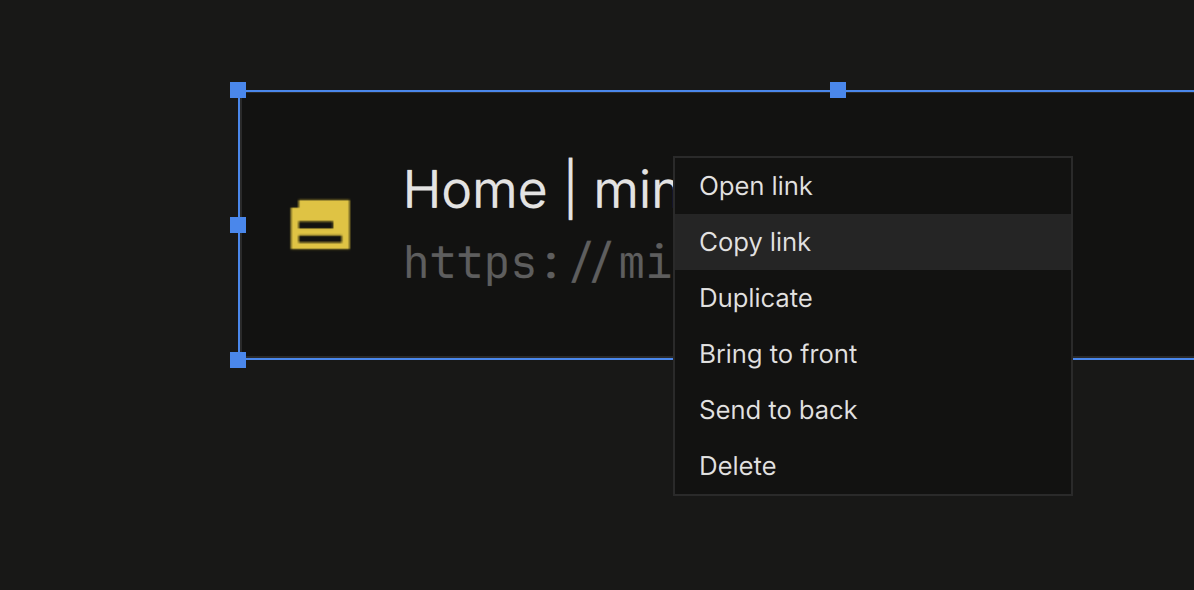 The canvas context menu