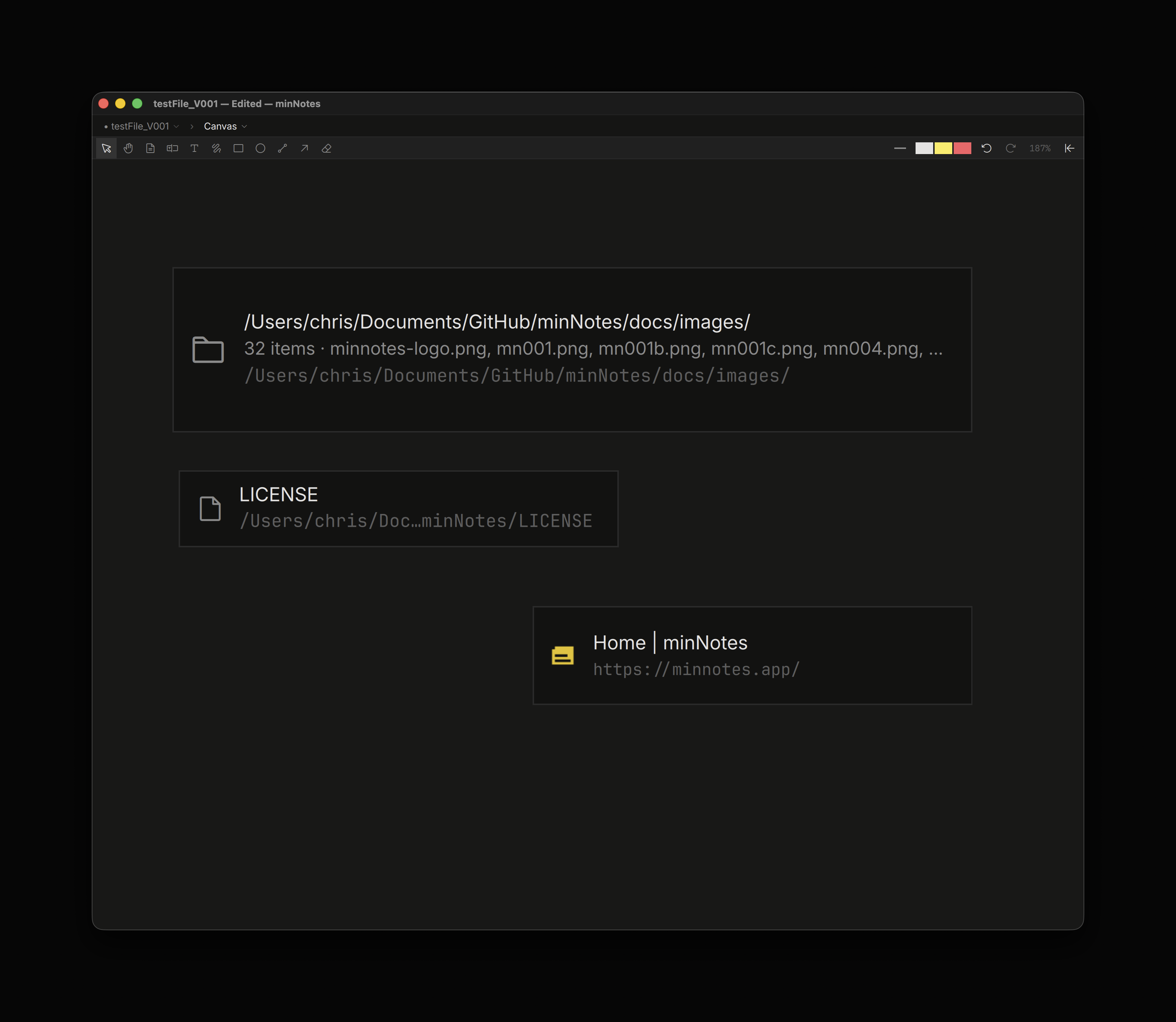 Folder, file, link and audio cards