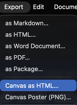 A canvas export in a browser
